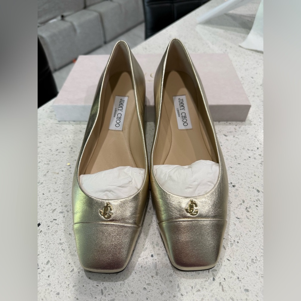 Jimmy Choo Metallic Gold Flats BRAND NEW. Size 39
